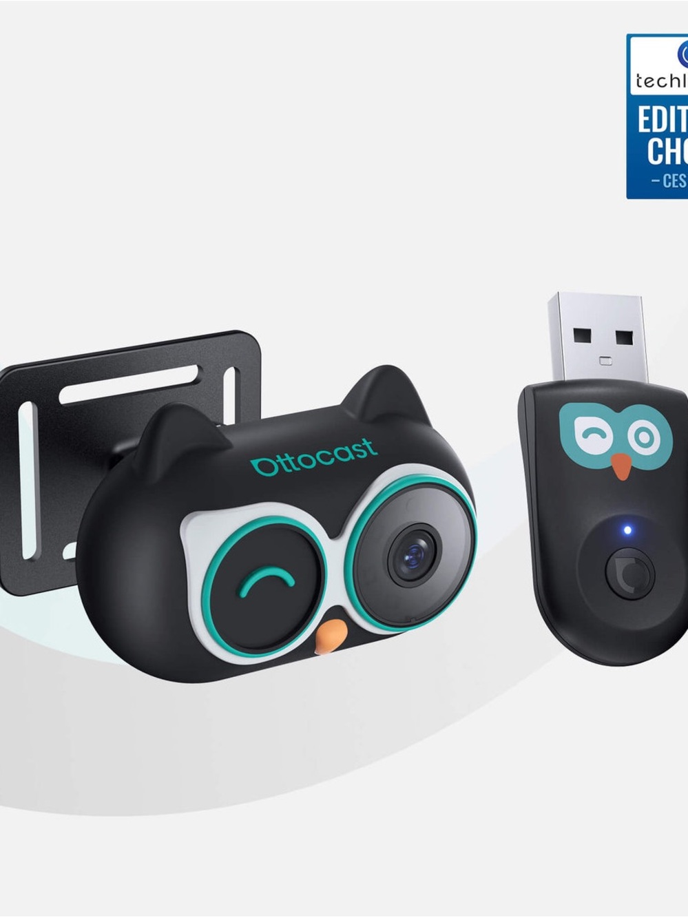 OTTO Ottocast Owl Wi‑Fi Camera and USB Receiver in Black and Teal